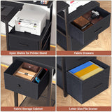 Aheaplus Computer Desk with 3 Drawers, Home Office Desk with File Drawer & Power Outlet, 59'' Gaming Desk with Led Lights, Long Work Desk with Storage Shelves, Printer Cabinet and Monitor Shelf, Black Aheaplus