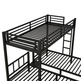 Twin Size Triple Bunk Bed for 3 Kids, Heavy Duty Metal Triple Bunk Bed with Safety Fence, Heavy Duty Triple Beds for Kids, Teens, Black Bellemave