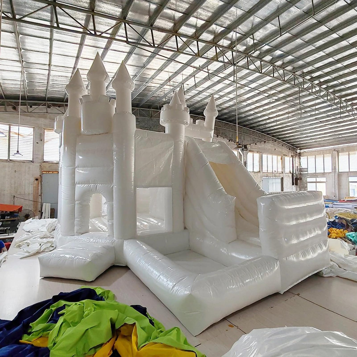 White Bounce House, Commercial White Castle 20x13ft Large Adults PVC Bounce House with Blower Inflatable Castle for Wedding Birthday Party Celebrations AIRMAT FACTORY