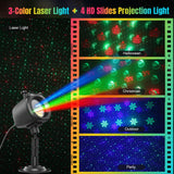 Halloween Christmas Laser Lights Projector Outdoor with 4 Dynamic Slides, 2-in-1 Moving RGB Firefly Laser Lights with Remote,Timer, Landscape Holiday Porjector for Window Wall Xmas Decor Qardoz