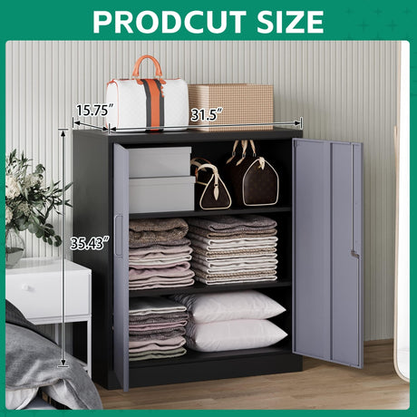 Letaya Metal Storage Cabinets with Lock Door and Shelves, Steel Garage Tool Cabinets for Home,Office, Warehouse,Lockers (36“-Black&Gray) Letaya