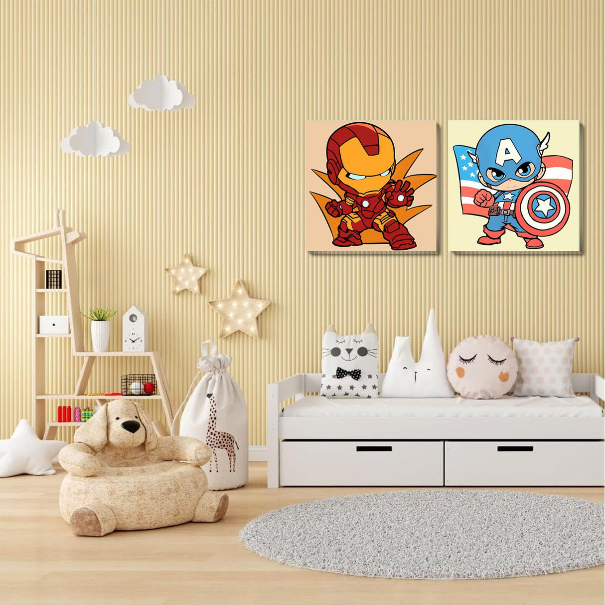 Sretoul 4 Pack Paint by Numbers Kit for Kids with Frame- Cartoon Painting Kits for Kids Ages 4-8, Cartoon Paint by Numbers with Frame 8x8 Inch Sretoul