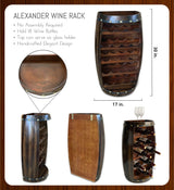 CoTa Global Alexander Mounted Wall Wine Rack - 18 Wine Bottles Wooden Barrel Wine Rack, Hanging or Freestanding Floor Wine Holder, Liquor Bar CoTa Global