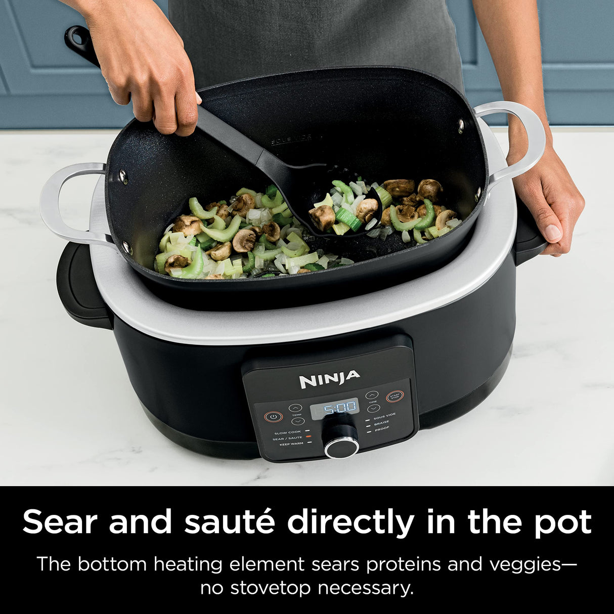 Ninja MC1010 Foodi PossibleCooker PLUS - Sous Vide & Proof 6-in-1 Multi-Cooker, with 8.5 Quarts, Slow Cooker, Dutch Oven & More, Glass Lid & Integrated Spoon, Nonstick, Oven Safe Pot to 500°F, Black Ninja