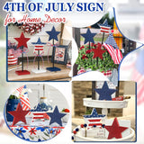 4th of July Tiered Tray Decor Wooden Star Set, 3 Pcs Memorial Day Table Decorations, Rustic Patriotic Tabletop Home Decor, Red White and Blue Decorations for Home (Retro) Hedeey