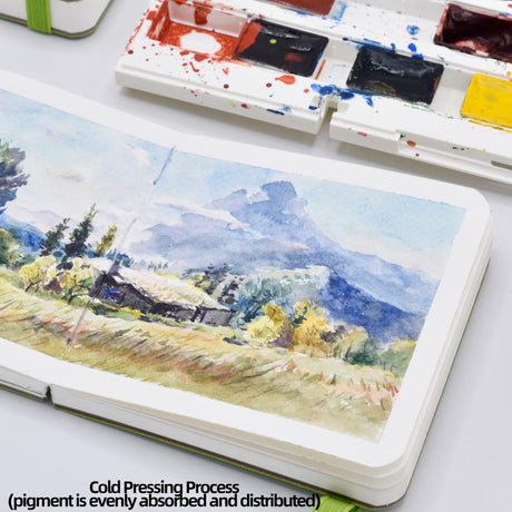 SEMLEART Watercolor Journal - Compact & Portable, 2 Pack, 3.93x3.93” 30 Pages Each, Cold-Pressed, 140lb/300gsm - Ideal for Sketching and Watercolor Painting on The Go (Orange) SEMLEART