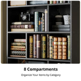 IRONCK Bookcase with Doors, Tall Bookshelf with Storage, Bookshelves and Bookcases with 8 Open Cubes for Living Room, Bedroom, Office IRONCK