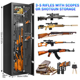 Fireproof Gun Safes for Home Rifle and Pistols, Heavy Duty Anti-Theft Long Gun Safes for Rifles and Shotguns with 3 Pistol Pockets, Gun Safe Rifle with LCD Digital Screen Removable Shelf(US Stock) Tiskgg