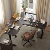 Agilestic L Shaped Standing Desk Adjustable Height, Electric Corner Standing Desk, 63 x 55 inch Sit Stand Computer Table with Splice Board, Gaming Table, Black Agilestic