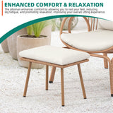 YITAHOME Outdoor Wicker Egg Chair with Ottoman, Indoor Patio Basket Lounge Chair with Footrest, All-Weather Rattan Egg-Shaped Chair with 5 Cushions, Beige YITAHOME