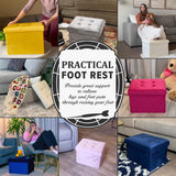 LINMAGCO Storage Ottoman Folding Foot Stool Velvet Ottoman Foot Rest with Padded Modern Ottoman with Storage for Living Room Puppy Step Stool 17x13x13in(Black) LINMAGCO