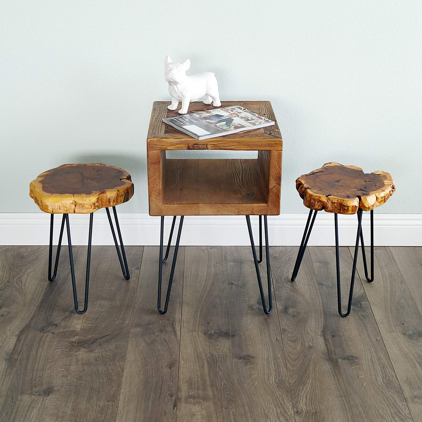 WELLAND Unique Shape Natural Wood Stump Rustic Surface End Table - WoodArtSupply