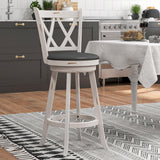 Callales 29" Swivel Bar Stools Set of 2, Swivel Counter Height Stools with Back & Solid Wood Footrest, Wooden Barstools for Kitchen Island, Home Bar, Antique White (Antique White, 29" Bar Height) Callales