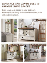 T4TREAM Farmhouse Dresser for Bedroom w/4 Drawers & Sliding Barn Doors, 48'' Wide Chest of Drawers, Rustic Dresser TV Stand w/Shelf, Dresser Organizer for Bedroom, Living Room, Entryway, Antique White T4TREAM