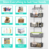 HapiRm Over The Door Organizer - Hanging Door Organizer with 4 Metal Large Capacity Baskets and Adjustable Coat Hook for Bathroom Bedroom Kitchen Pantry Closet Cabinet HapiRm