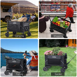 Elegear Wagon Cart Foldable Collapsible Heavy Duty, Folding Wagon with 360° All-Terrain Wheels&Smallest Folding Design, 220LBS Large Capacity Portable Utility Grocery Wagon for Sports Camping Shopping Elegear