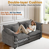 77" Cloud Chenille Sofa Set with Pillows, Deep Seat Loveseat Couch for Apartments, Space Saving 2-Seater with Solid Wood Frame, Easy Assembly (1YR Guarantee) MUDANT