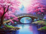 DIY 5D Full Drill Cherry Blossoms Bridge Landscape Square Diamond Art Painting Scenery by Number Kits for Adults & Crystal Cross Stitch for Home Livingroom Wall Decoration Gift 50x40CM/20x16IN WoodArtSupply