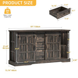DWVO Farmhouse Sideboard Buffet Cabinet with Storage, Large Kitchen Cabinet w/Sliding Barn Doors and 4 Drawers, for Dining Room, Dark Rustic Oak DWVO