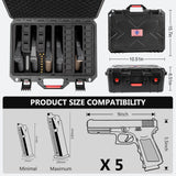 Kinghardcase Gun Cases for Handguns, 5 Pistol Case & 21 Magazine Pre-Cut Multiple Pistols Shockproof Waterproof Hard Pistol Cases with Desiccant TSA Approved Firearm Travel Case Kinghardcase