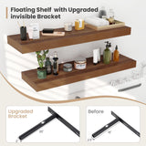 Heimlove 12 Inch Deep Floating Shelves, 48 x 12 inches Long Wall Shelf, Large Display Shelf & Storage Shelf, Rustic Wood Wall Shelves for Fireplace Mantel, Set of 2(Walnut) Heimlove