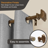 Wood Curtain Rods for Windows 32 to 88 Inch, 1 Inch Diameter Wood Decorative Treatment Single Window Curtain Rods - Square Imitation Wood Grain Finial 1 Pack QITERI