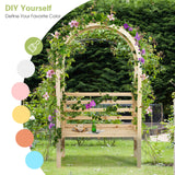 Tangkula 81.5 Inch Wooden Arch with 2 Person Bench, Garden Arbor with Trellis for Climbing Plants, Fir Wood Outdoor Decoration Garden Archway for Vines, Flowers, Wedding, Bridal Party, Ceremony Tangkula