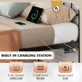 WLIVE Bed Frame King Size, King Size Bed Frame and Headboard, King Bed Frames with LED Lights and Charging Station,No Box Spring Required,Easy Assembly,Black WLIVE