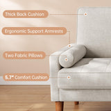 Viihousiom 48" Sofa Loveseat, Mid Century Couch for Small Spaces, Bedroom and Living Room, Removable Cover Spring Cushions, Solid Wood Frame, Easy to Install, Ashbeige Viihousiom