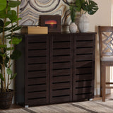Baxton Studio Adalwin 3-Door Shoe Storage Cabinet, Dark Brown (118-6517-HiT) Baxton Studio