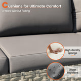 VONZOY Patio Furniture Set, 7-Piece Outdoor Sectional All-Weather Wicker Patio Conversation Set for Backyard (Grey Cushions with Grey Rattan) VONZOY