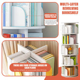 LINLIUA 360° Rotating Bookshelf for Kids & Adults - 4/5 Tier Floor Standing Storage Rack in Grey LINLIUA