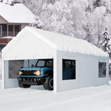 Walsunny Carport 10x20ft Heavy Duty Carport Canopy with Roll-up Ventilated Windows, Portable Garage with Removable Sidewalls, Car Canopy with All-Season Tarp for Car, SUV, Truck, Boat Walsunny