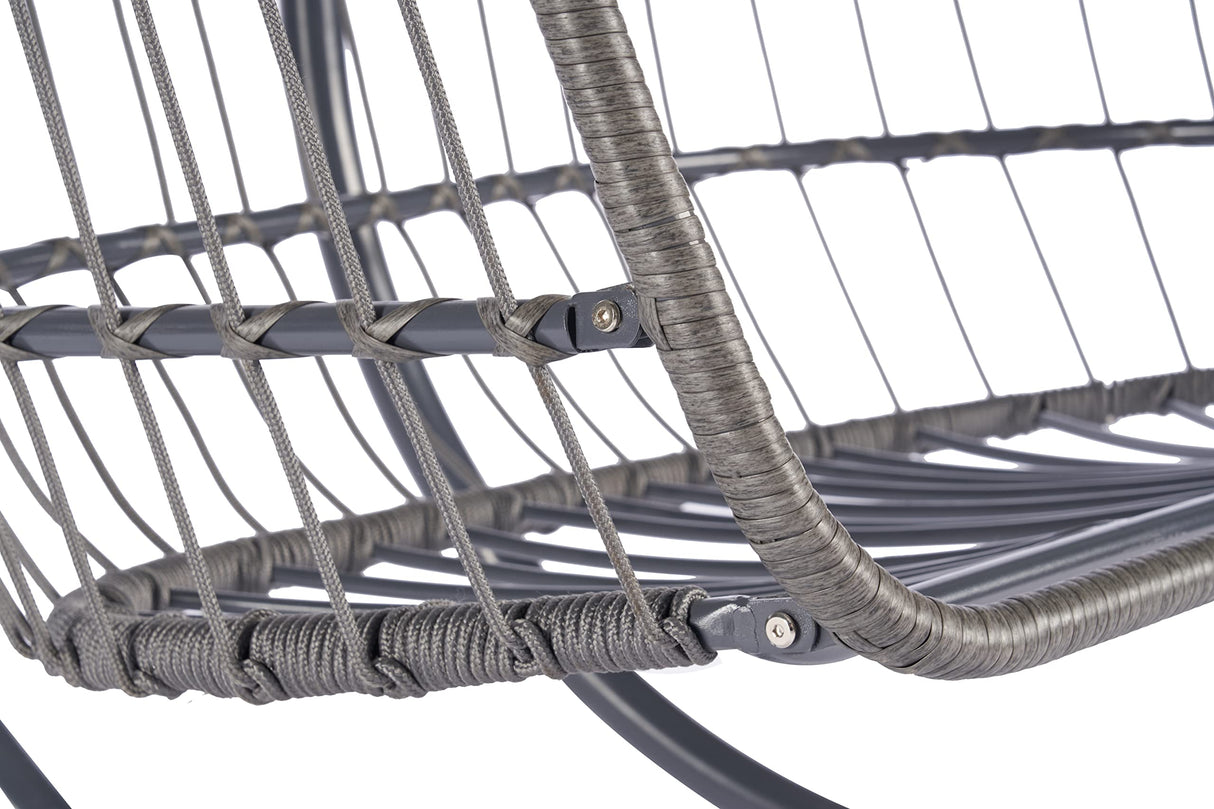 2 Person Outdoor Hanging Egg Chair, Patio Rattan Wicker Egg Chair, Double Swing Hanging Chair with Stand, Outdoor Swing Chair, Patio Egg Chair Swing, Beige (Beige, 2 Person) Generic