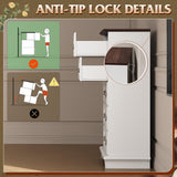 WLIVE Farmhouse Dresser for Bedroom, Wood Dresser with 5 Drawer, Chest of Drawers with Roman Metal Handle for Living Room, White WLIVE