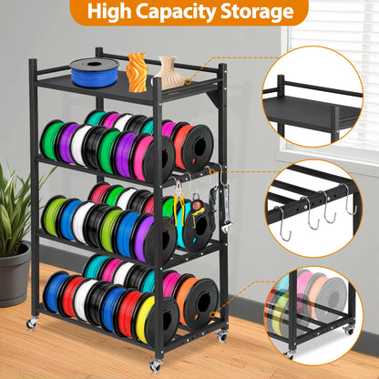 DorBuphan 3D Printer Filament Storage Rack, Heavy Duty Wire Spool Rack 4-Tier, 360° Rolling Filament Spool Holder for 3D Printer Accessories - WoodArtSupply