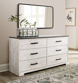 Signature Design by Ashley Shawburn 6 Drawer Dresser, Whitewash & Gray Signature Design by Ashley