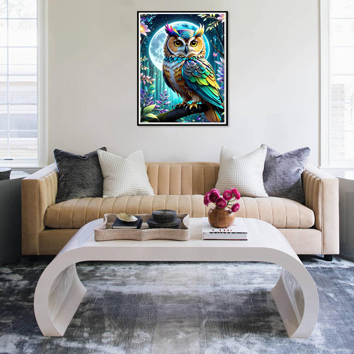 Ycydilirab Owl Diamond Art Kits for Adults- 5D Diamond Painting for Adults Owls, DIY Gem Painting Perfect for Gifts and Home Wall Decor 12x16inch Ycydilirab