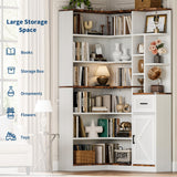 Garvee 74'' Tall Corner Bookshelf - 6-Tier Book Shelf with Drawer and Cabinets, l-Shaped Bookcase Open Storage Shelves Modern Display Shelf for Home, Office Garvee