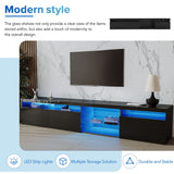 Bellemave LED TV Stand for TVs Up to 100",Ample Storage Space Media Console with 2 Glass Shelves,Versatile TV Cabinet with LED Color Changing Lights for Living Room(Black) Bellemave