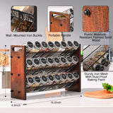Roykoota Spice Rack, Spice Rack Organizer without Seasoning Jars, Wooden Spice Organizer, Rustic 3 Tier Kitchen Spice Rack Shelf for Cabinet, Countertop or Wall Mount Roykoota