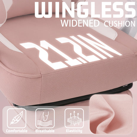 Vonesse Gaming Chair, Computer Chair Fabric with Pocket Spring Cushion, Office Chair with Footrest and Massage Lumbar Support, Reclining Gaming Chairs for Adults 250LBS (Pink) Vonesse