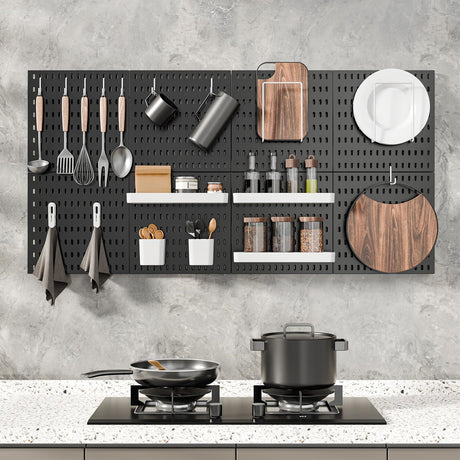 MULSAME Pegboard Combination Kit, 25.2" x 25.2" Wall Mounted Storage Set with 4 Pegboards & 20 Accessories Hanging, Peg Boards Organizer MULSAME