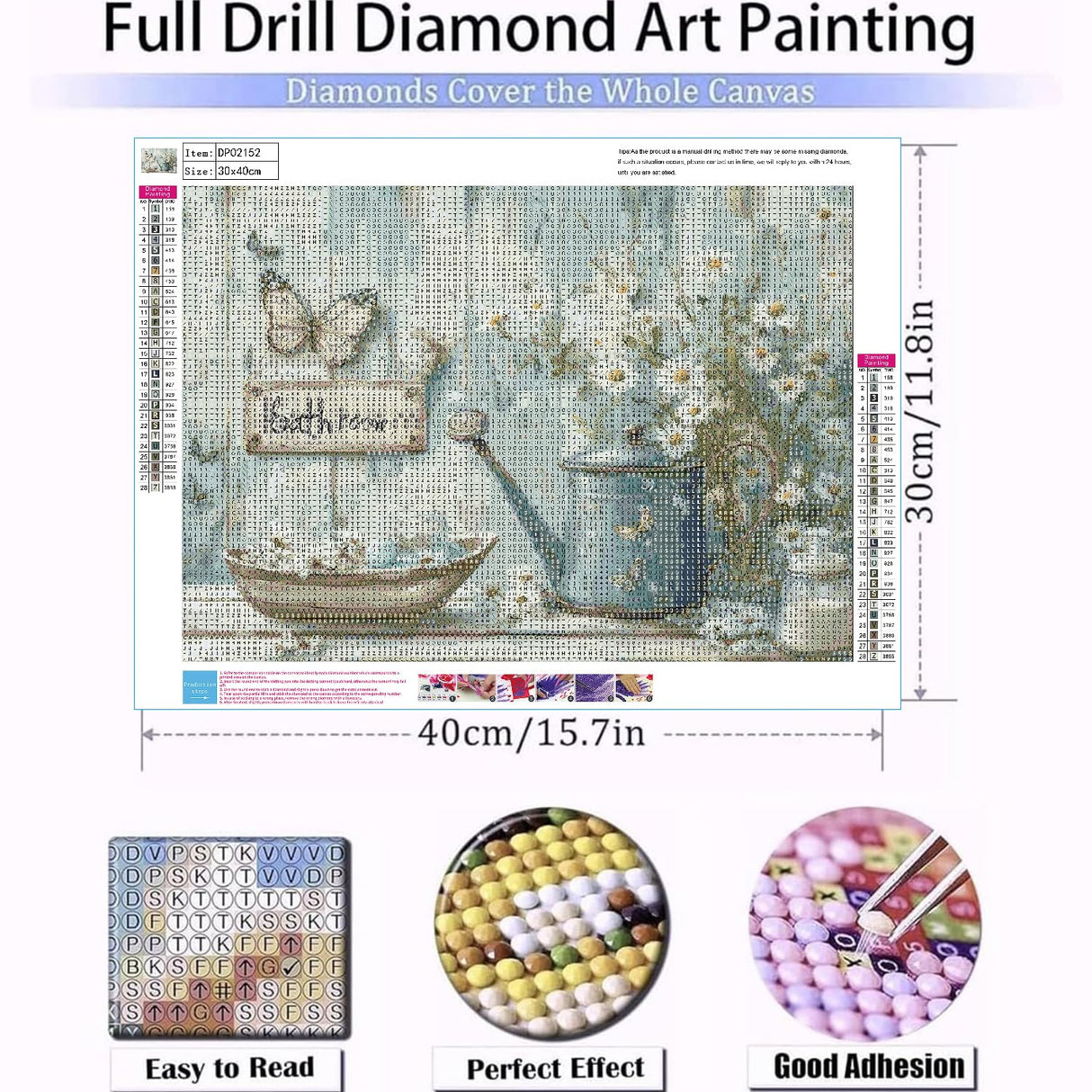 Diamond Painting Kits for Adults - Rustic Flower and Butterfly White Jasmine Flowers DIY 5D Diamond Art Kits Full Drill Diamond Dots Paintings with Diamonds Gem Art and Crafts Home Decor Gift 12X16 in Fairyland JinWenn