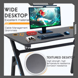 BestOffice Gaming Desk Computer Desk 47"x 23" Home Office Desk Extra Large Modern Ergonomic Black PC Carbon Fiber Table Gamer Workstation with Cup Holder Headphone Hook,Blue BestOffice