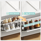 Vabches Shoe Storage Cabinet with 2 Flip Drawers,Freestanding Narrow Shoe Organizer with Open Storage,Hidden Slim Organizer Rack for Entryway,Hallway,White Vabches