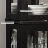 Eyisean Lighted Corner Curio Cabinet 70" Glass Display Cage with 6 Tempered Adjustable Shelves, Freestanding Home Bar Cabinet with Door, Rack for Liquor Storage and Living Room (Black) Eyisean