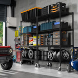 M MZG Industrial Metal 4 Tier Shelving for Garage, Pantry, Warehouse, Basement Utility Room, Storage Rack Metal Shelving Unit, Shelf Organizer, Black 23.6" D x 53.2" W x 73.6" H M MZG