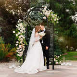 VINGLI Vinyl Garden Arbor, PVC Wedding Arch for Ceremony Party, Garden Trellis for Climbing Plants Outdoor, Arch Backdrop Stand for Garden, Backyard, Lawn (Black) VINGLI