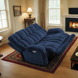 MCombo 64.6" Oversize Power Reclining Loveseat Sofa with Adjustable Headrest, Heat and Vibration Massage, Electric Loveseat Recliner with USB Charge Ports for Living Room 6855 (Navy Blue) MCombo